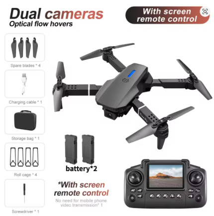 E88D Drone With Screen 4K HD Aerial Photography Dual-Camera Drone Foldable Quadcopter RC Remote